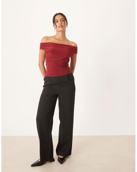 ASOS Red Slinky Drape Cowl Neck Top