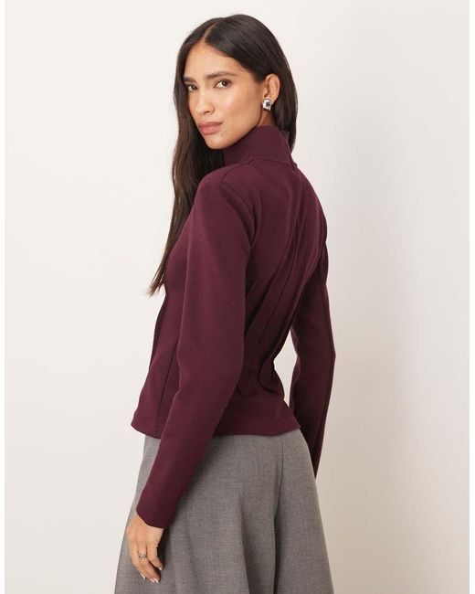 ARRANGE Purple Structured Jersey Top With Padded Shoulder