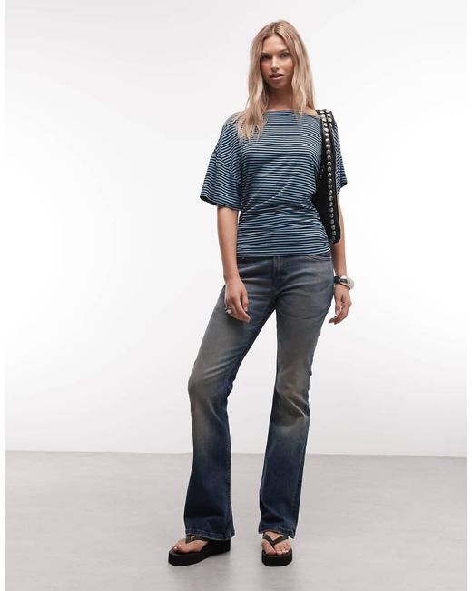 Collusion Blue Off-Shoulder Drapey Top