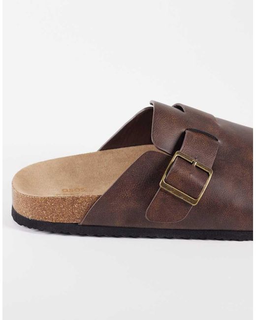 ASOS Brown Mule Sandals With Cork Sole for men