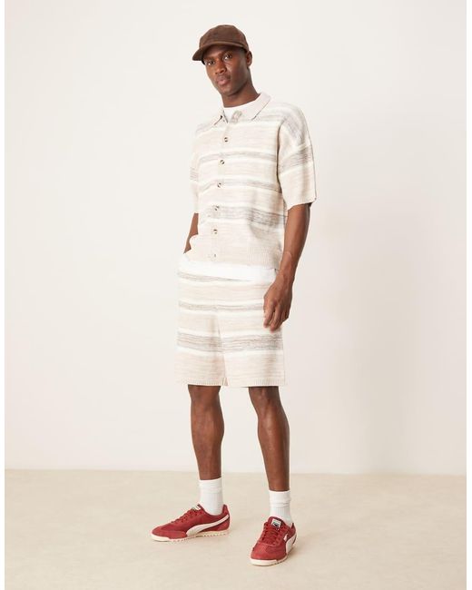 ASOS Oversized Gebreide Short Met Space-Dye in het Natural voor heren