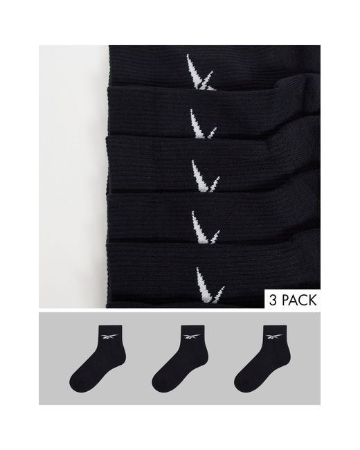 Reebok 3 Pack Logo Crew Socks Black - Lyst