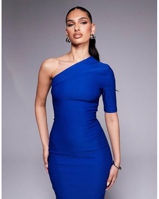 Vesper Blue One Shoulder Bodycon Midaxi Dress