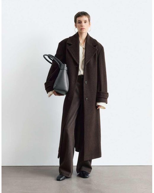 & Other Stories Brown Belted Wool Maxi Coat