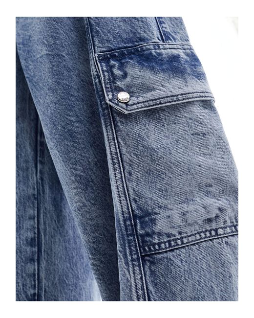 Boss - jeans cargo a fondo ampio lavaggio stone wash di Boss in Blue