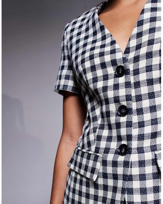 River Island Blue Gingham Short Sleeved Jacket