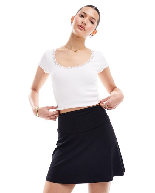 Miss Selfridge White Foldover Mini Skirt