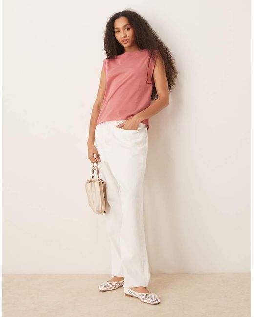 Mango Red Loose Fit T-shirt With Cut Out Trim Detail