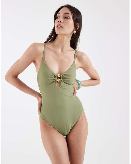 New Look Green Double Bead Swimsuit