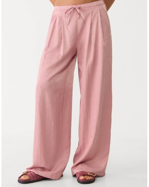 Stradivarius Pink Textured Drawstring Trousers