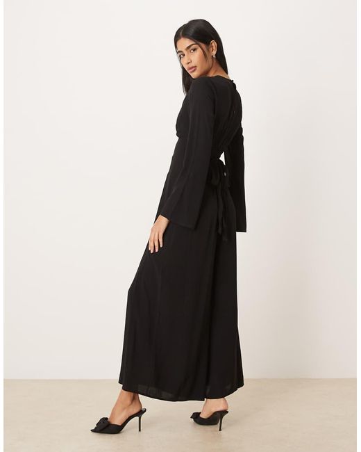 Nobody's Child Black Valencia V-neck Button Front Pleated Leg Jumpsuit
