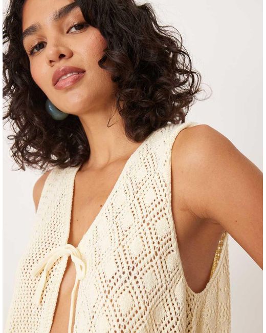 ASOS Natural Knitted Tie Front Top Co-ord