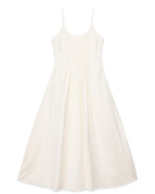 NA-KD White Pintuck Detail Strap Midi Dress
