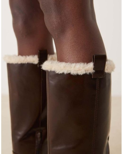 ASOS Brown Cecilia Chunky Flat Knee Boots
