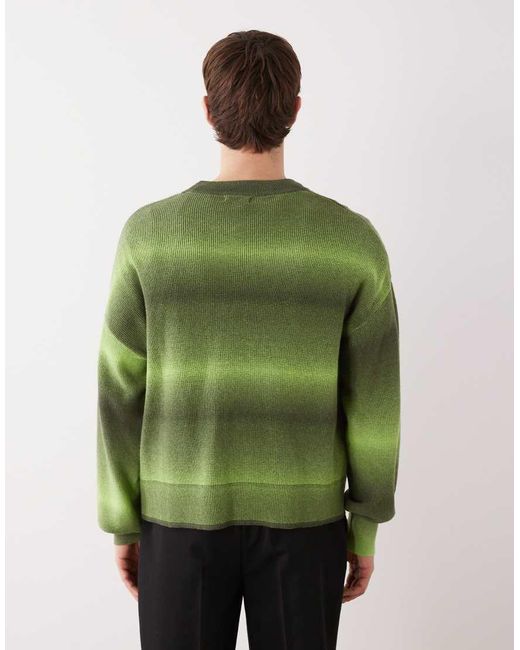 Weekday Green Spacedye Cotton Jumper for men
