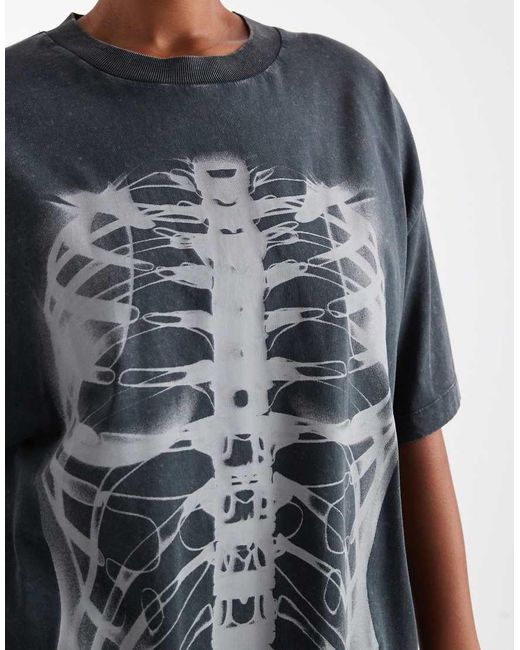 Camiseta Negro Lavado Extragrande Con Gráfico De Rayos X Para Halloween De Asos Design Curve-Gris ASOS de color Black