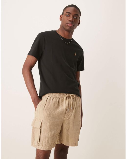 Gant Black Linen Cargo Shorts for men