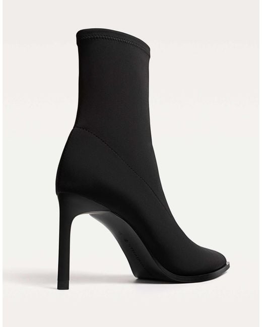 Stradivarius Black – ankle boots mit stoff und stilettoabsatz