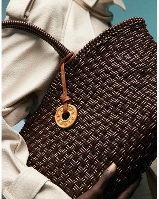 Borsa Shopping Color Cioccolato A Pieghe di Bimba Y Lola in Brown