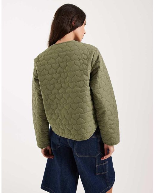 ONLY Green Heart Quilted Jacket