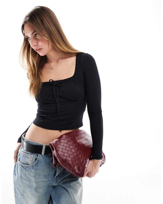 Top De Manga Larga Con Cuello De Pico Y Lazada Annie De Cotton On Cotton On de color Blue