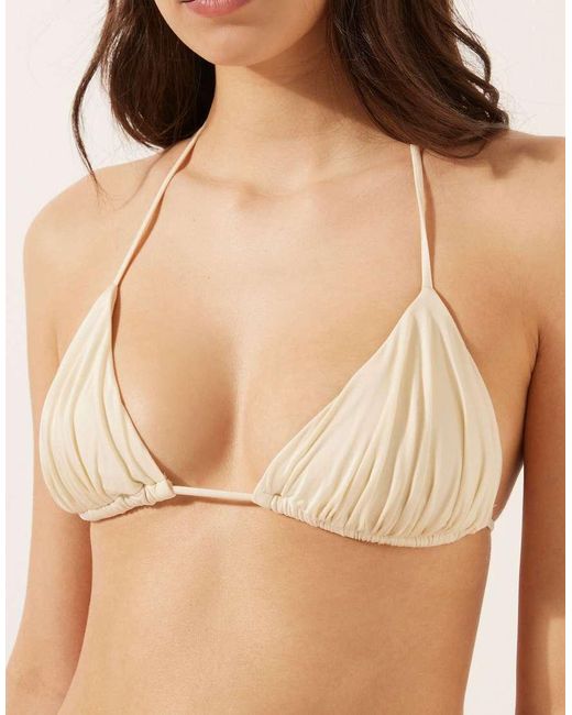 Calzedonia Natural Shiny Satin Triangle Bikini Top