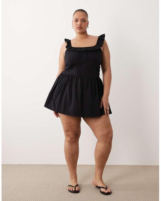 Esmee Curve Black Mini Beach Dress