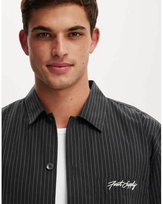 Cotton On Black Ventura Short Sleeve Shirt for men