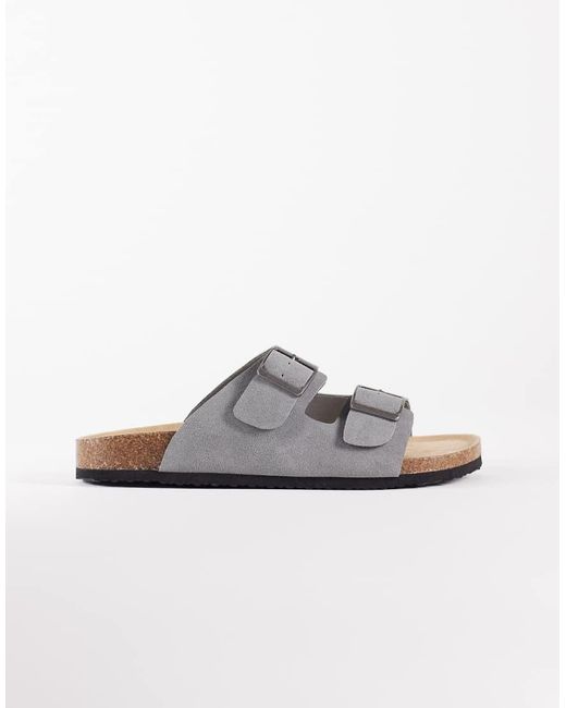 ASOS Gray Two Strap Sandals With Cork Sole for men