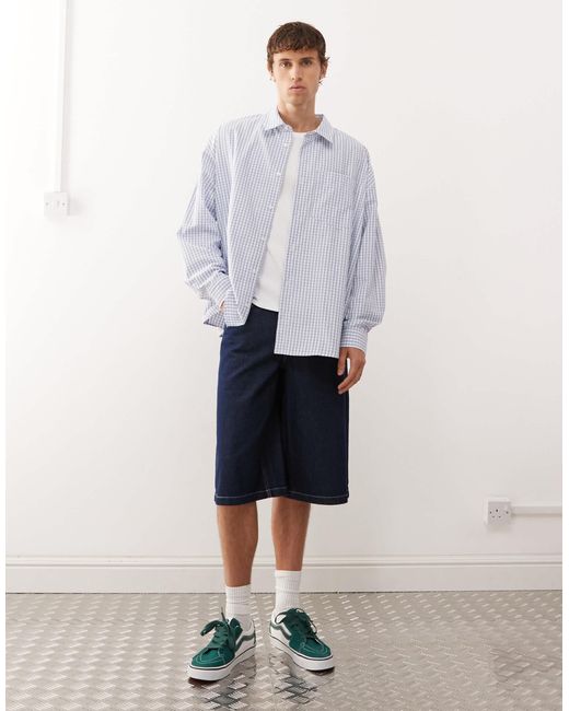 Collusion Blue Boxy Long Sleeve Skate Shirt for men