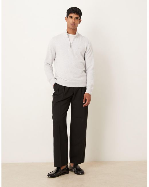Pull à col zippé et manches longues avec logo sur le devant Abercrombie & Fitch pour homme en coloris White