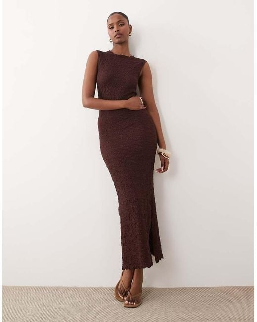 ASOS Brown Textured Knit Midi Dress