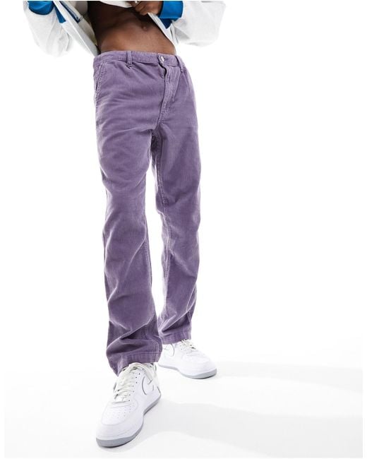 Pantalon droit en velours côtelé ASOS pour homme en coloris Violet | Lyst