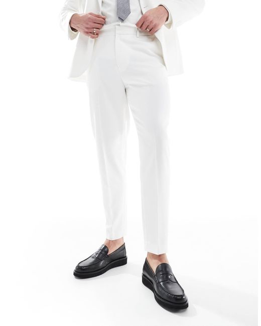 ASOS – schmal zulaufende anzughose aus strukturiertem stoff in White für Herren