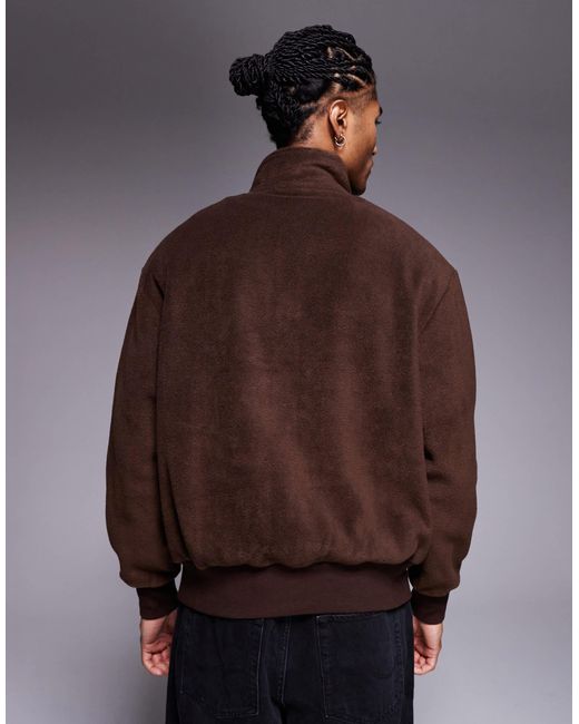 Sweat oversize en polaire à col cheminée zippé - marron ASOS pour homme en coloris Brown