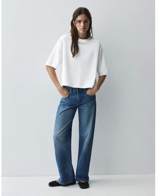Pull&Bear White Boxy-Fit Short Sleeve T-Shirt