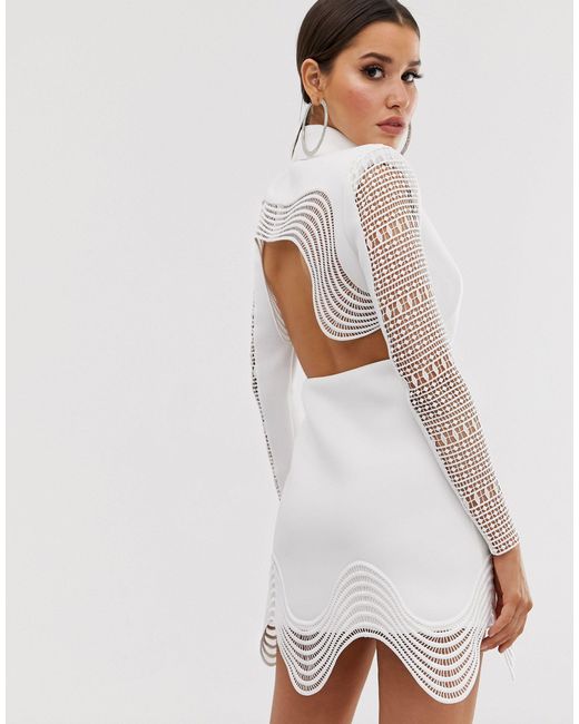ASOS White Lace Insert Cut Out Tux Blazer Mini Dress