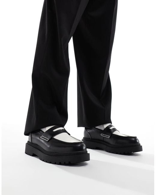 Pull&Bear Loafers Met Contrast in het Black voor heren