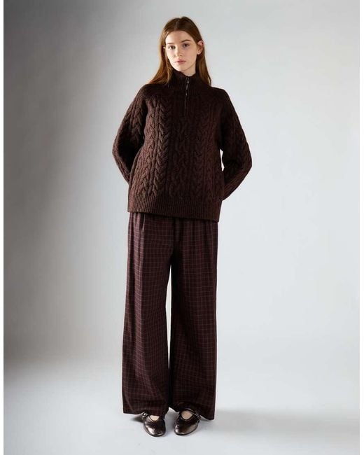 Glamorous Black Cable-Knit Quarter-Zip Jumper
