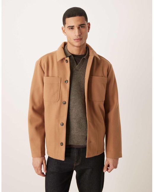 ASOS Brown Wool Look Shacket for men