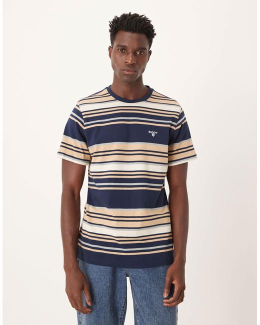 Barbour Blue Aickmen Tailored Striped T-shirt for men