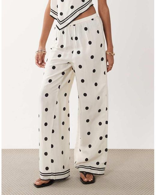 River Island White Polka Dot Wide Leg Trouser Co-Ord