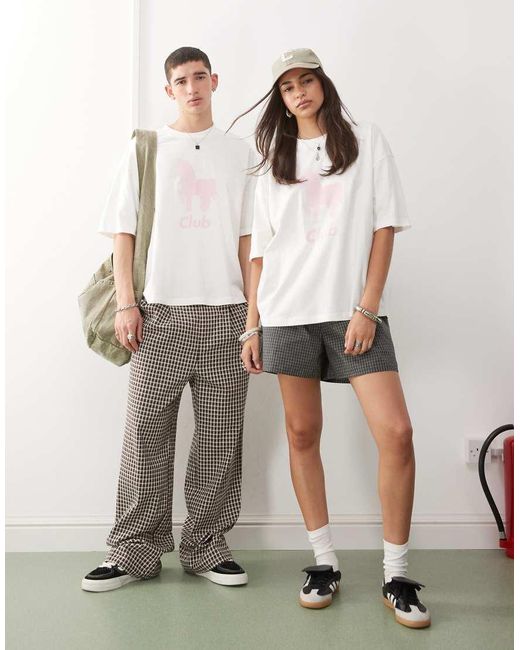 Collusion White Unisex T-shirt With Pink Pony Club Graphic