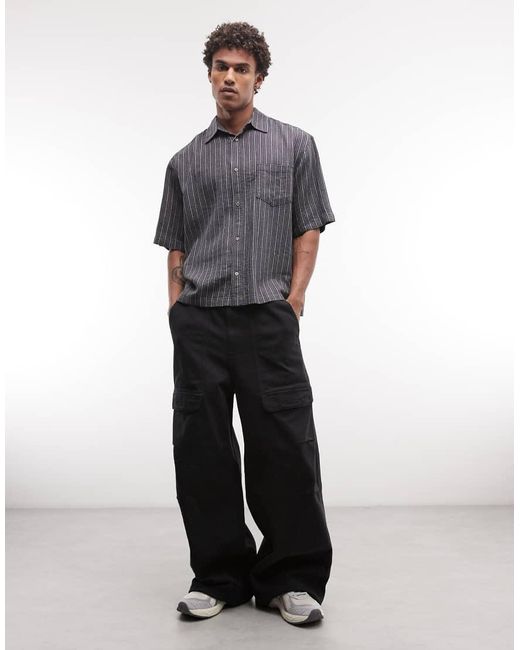 Weekday Gray Franco Short Sleeve Linen Blend Shirt for men