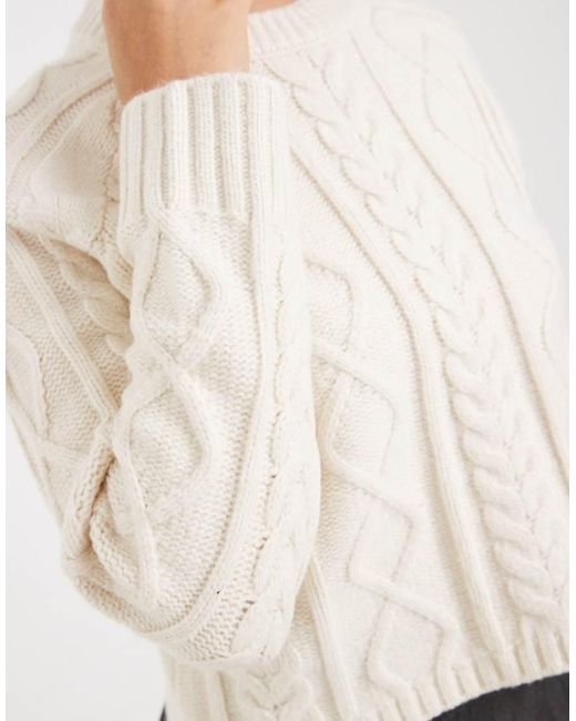 New Look White Raglan Cable Knit Jumper