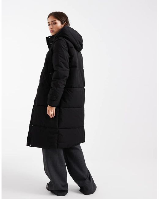 Vero Moda Black 2 In 1 Longline Puffer Coat With Removeable Sleeves In