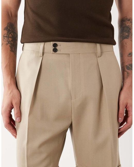 ASOS Natural Premium 100% Wool Regular Fit Shorts for men
