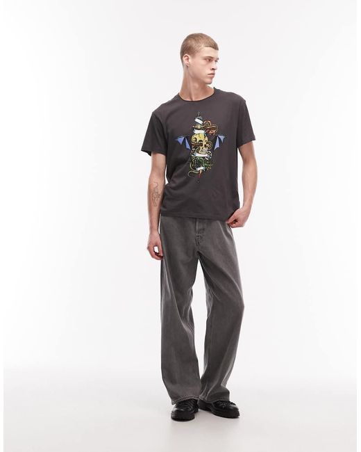 AllSaints Black Sabre Graphic Logo T-shirt With Back Print for men