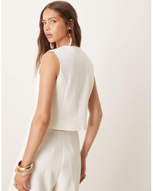 Y.A.S Natural Tailored Twill Zip Front Waistcoat Co-ord