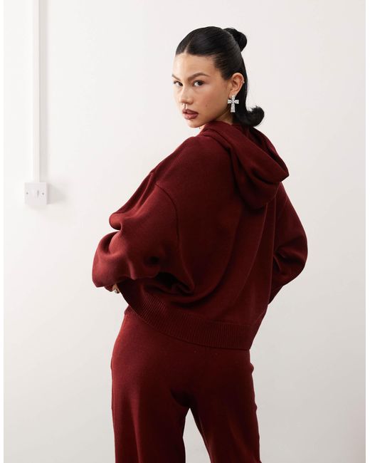 Collusion Red – gestrickter oversize-kapuzenpullover